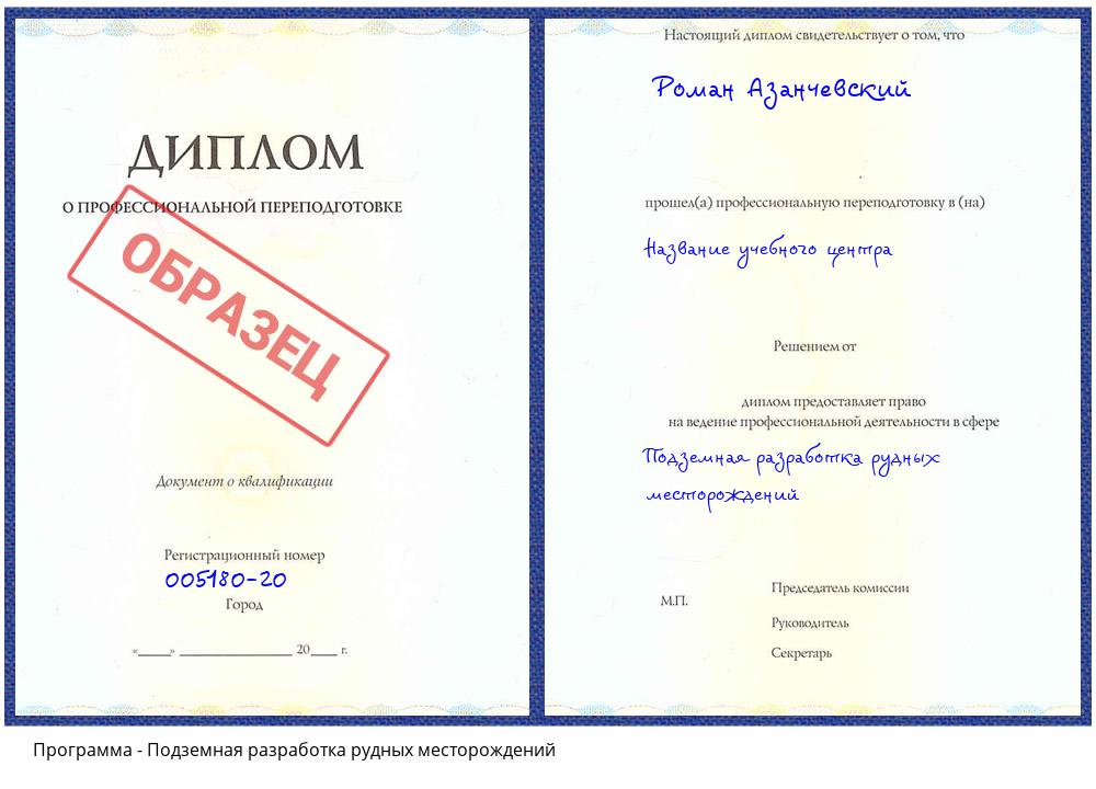 Подземная разработка рудных месторождений Лобня