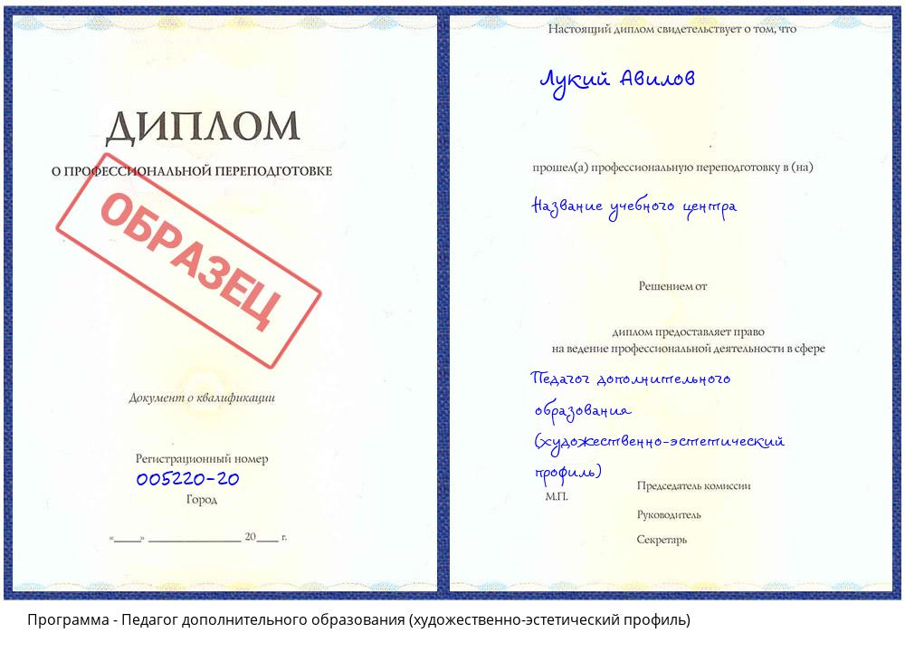 Педагог дополнительного образования (художественно-эстетический профиль) Лобня