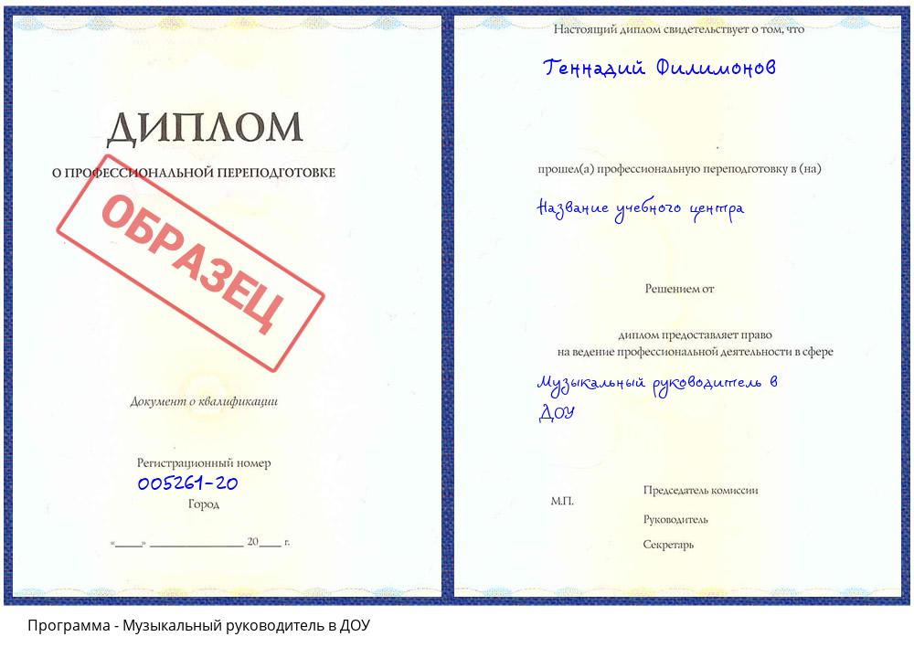Музыкальный руководитель в ДОУ Лобня