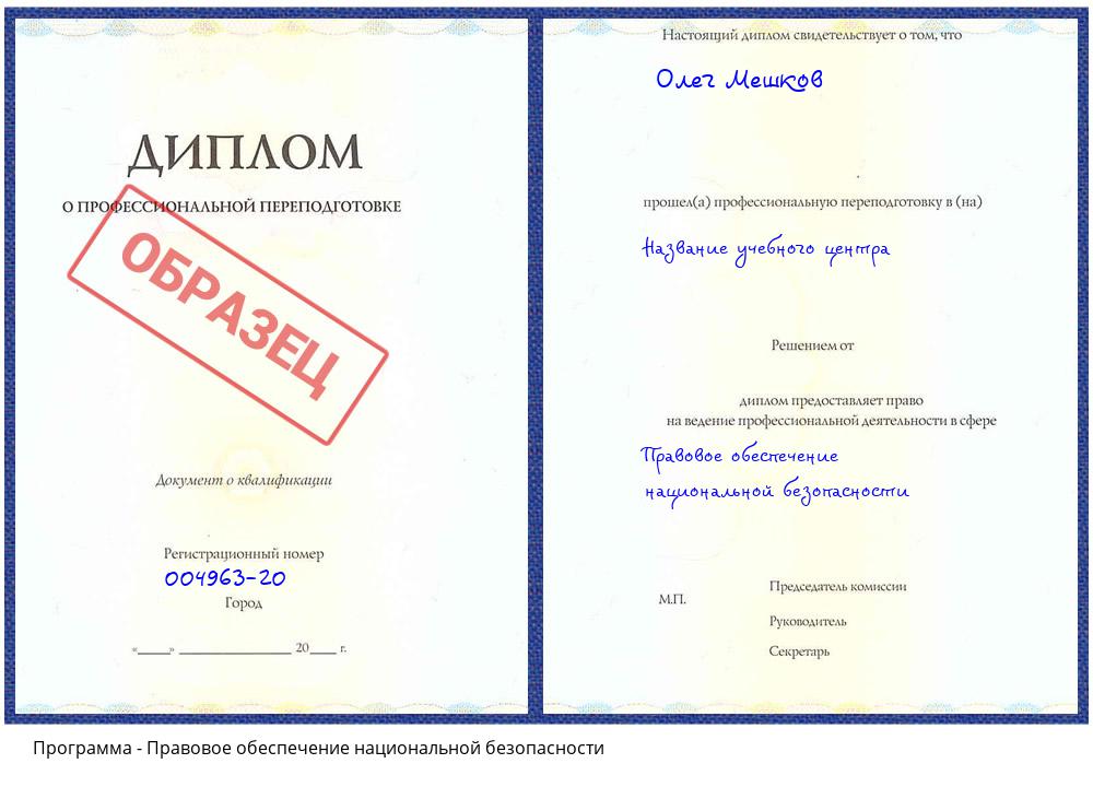 Правовое обеспечение национальной безопасности Лобня