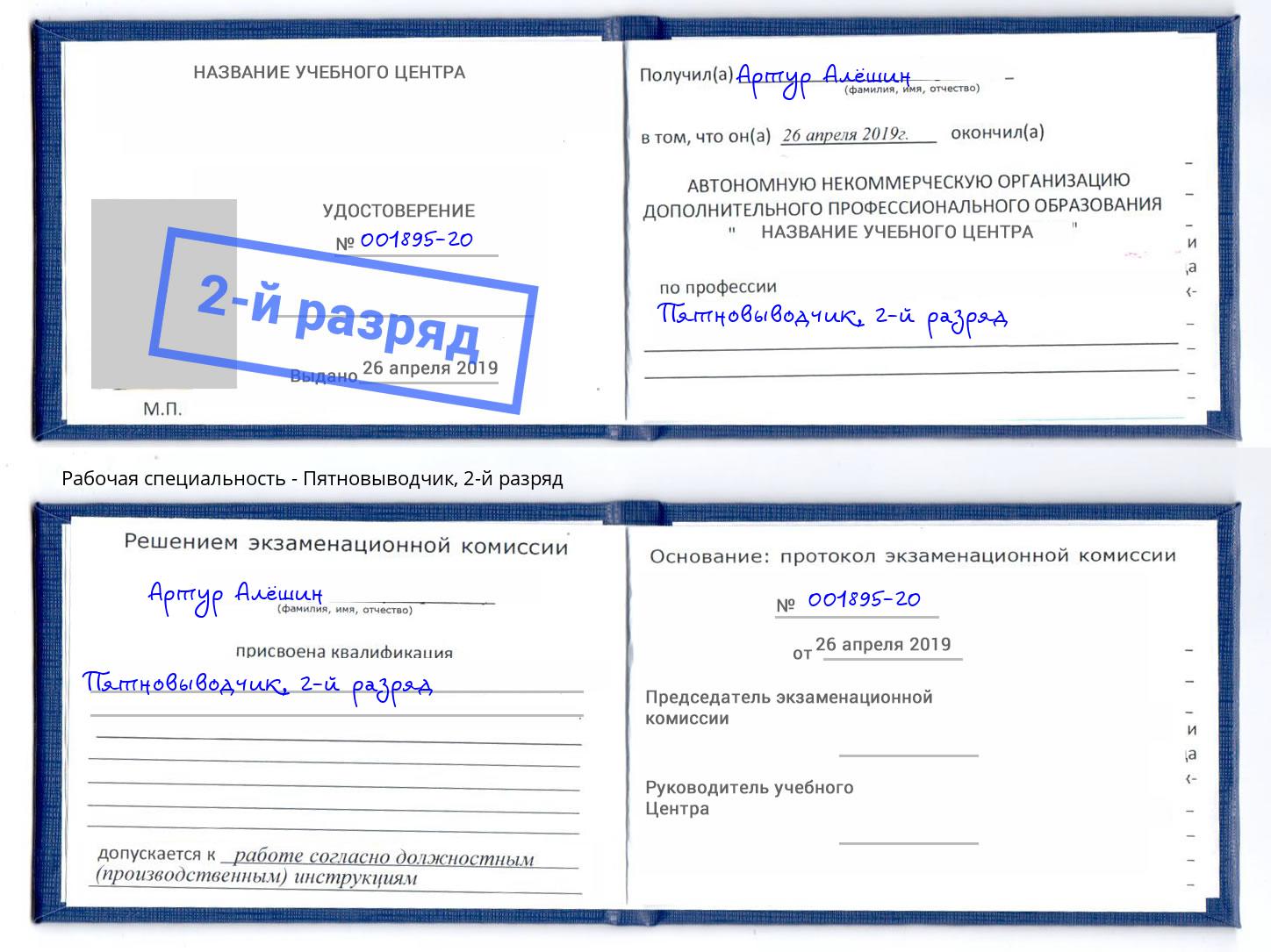 корочка 2-й разряд Пятновыводчик Лобня
