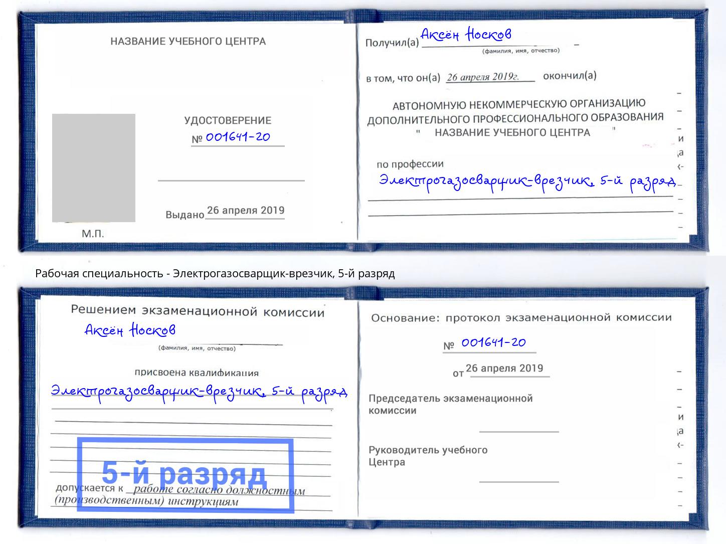 корочка 5-й разряд Электрогазосварщик – врезчик Лобня